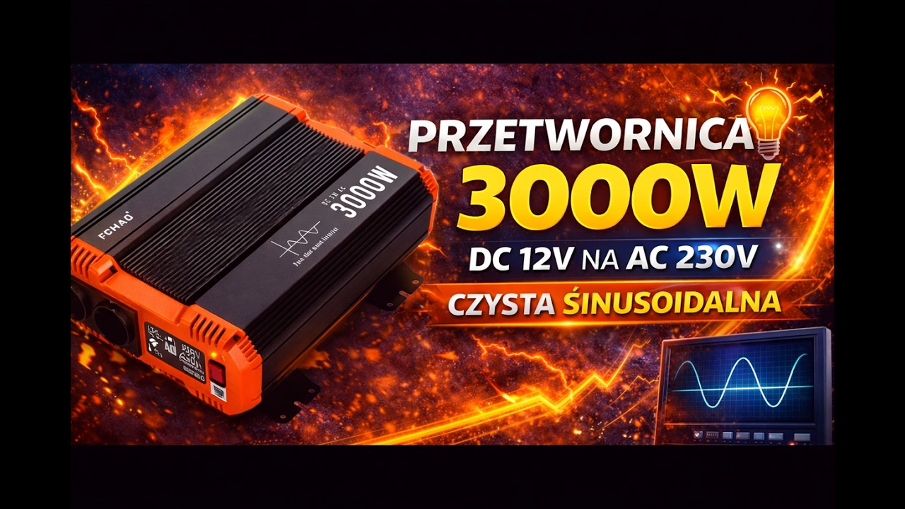 PRZETWORNICA FCHAO 12/230 V, MOC 3000W &ndash; tania przetwornica z czystą sinusoidą | TEST w praktyce