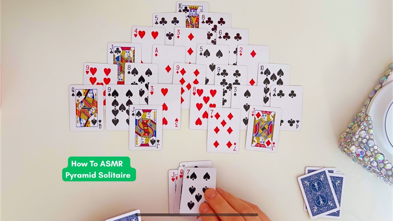 How To ASMR: Pyramid Solitaire | Clicky Slow Whisper, Card Sounds 