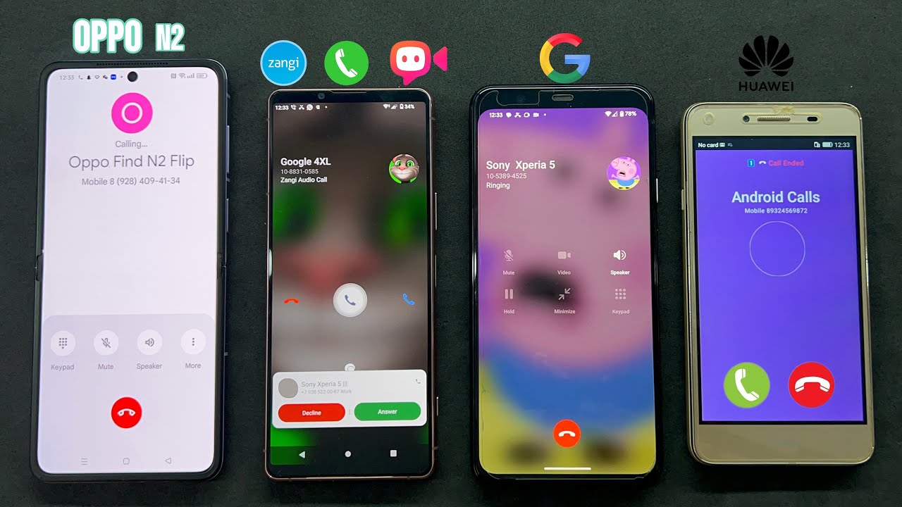 Sony Xperia 5 Incoming Call | Outgoing Call on OPPO Find N2 + Google Pixel 4XL & Huawei Y5 FAKE Call