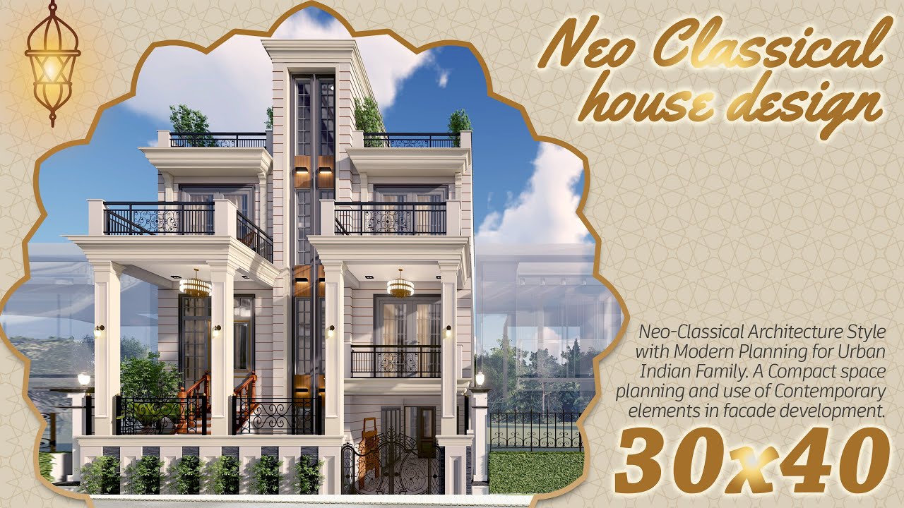 30X40 Feet | Neo Classic - Royal Villa Design | 9X12 Meter - 133 Gaj House Planning | ID-131