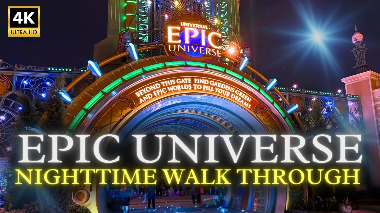 Epic Universe Nighttime Walkthrough in 4K | First Look at Universal’s Newest Theme Park!
