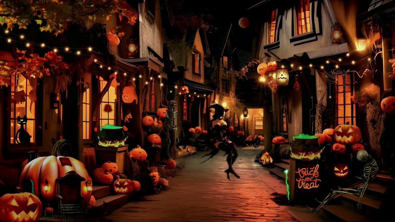 Halloween Ambience Haunted Witches Village, Halloween Night, Fall Ambience, Spooky Sounds, Cauldron.