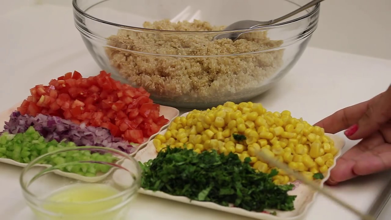 Ensalada De Quinoa  Con Elote Saludable Y Facil!