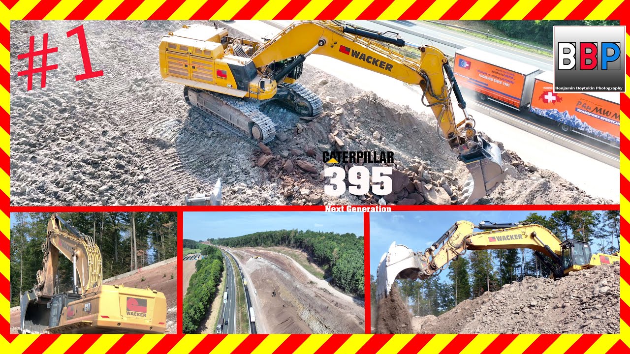 😱 Caterpillar 395 m. riesigem Reißlöffel, Ausbau A 6, Schnelldorf, Germany, 2022. #1