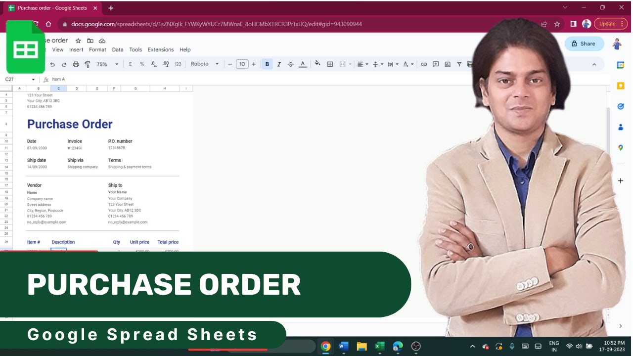 How to make purchase order in google sheets? #googlesheetstutorial