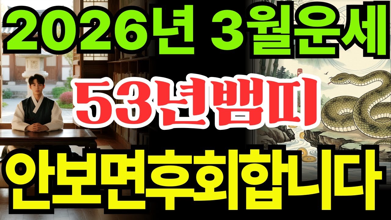 [53년뱀띠26년3월운세]1953년계사생뱀띠26년3월운세