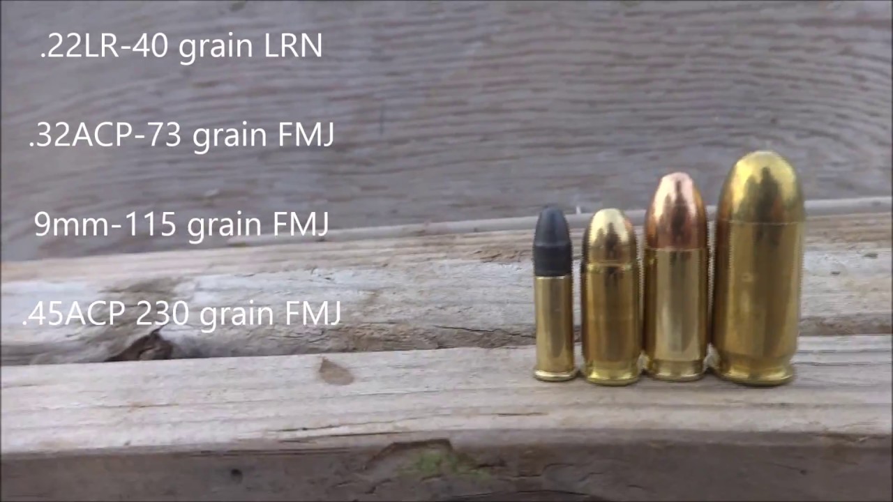 22LR, 32acp, 9mm and 45acp VS 2x4s penetration test