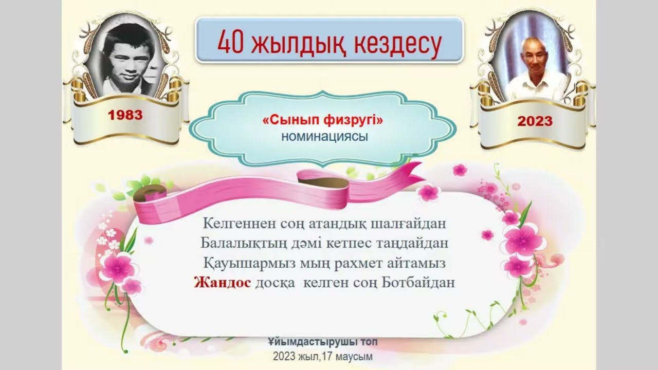 Сыныптастарға арналған номинациялар. Абвй ауылы .1983 жылғы түлектер.40 жылдық кездесу.
