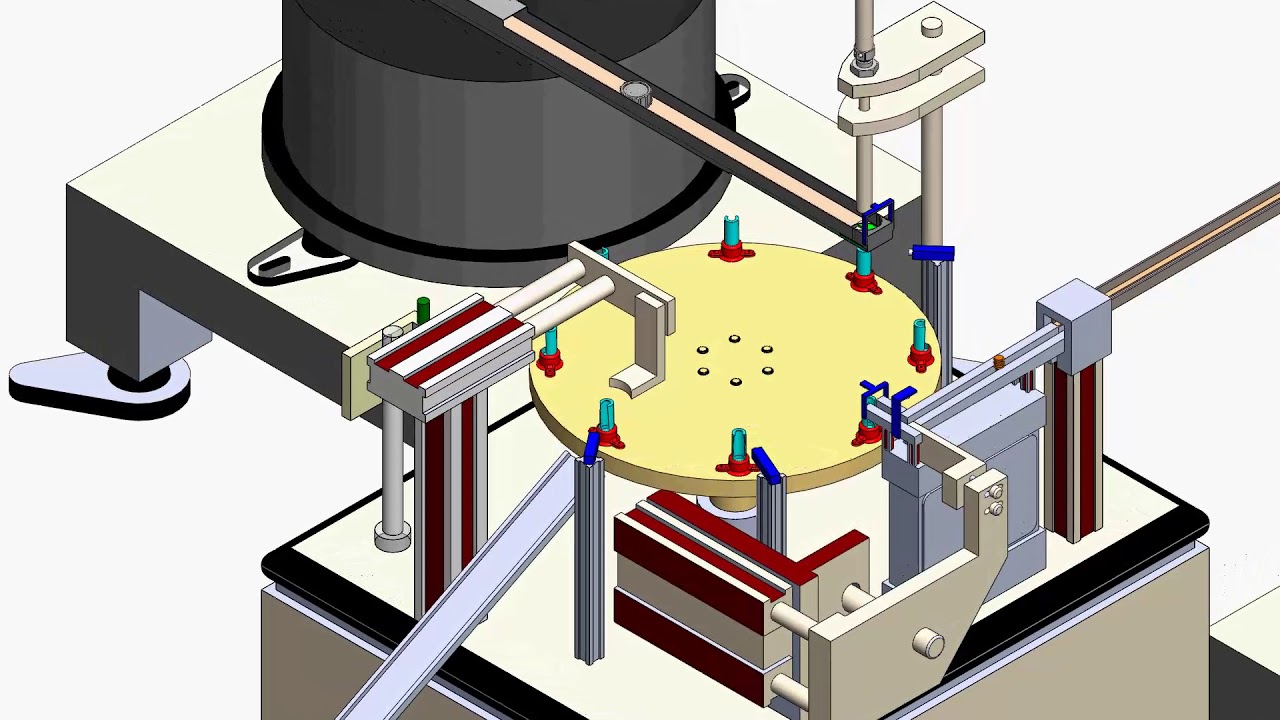Solidworks Event based motion study Animation Automated lid and brush assembling Machine