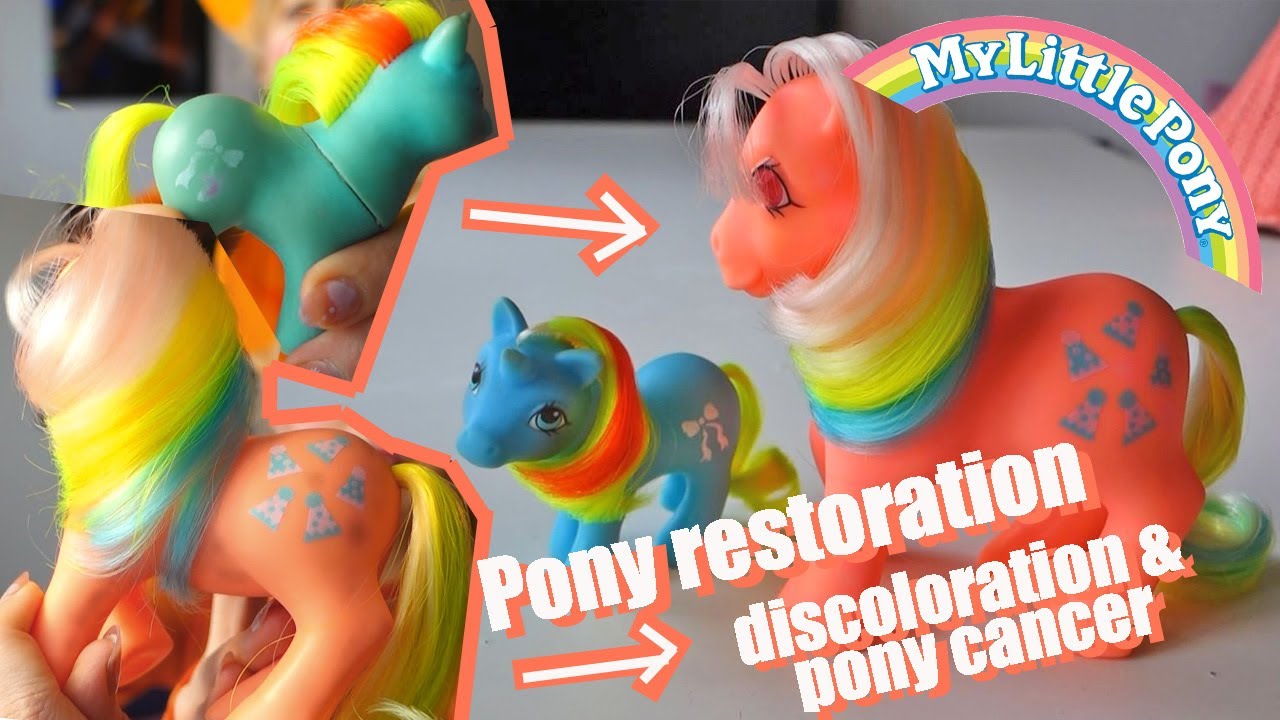 G1 My little Pony restoration - sun fading, salon 40 creme, pony cancer, re-painting symbols