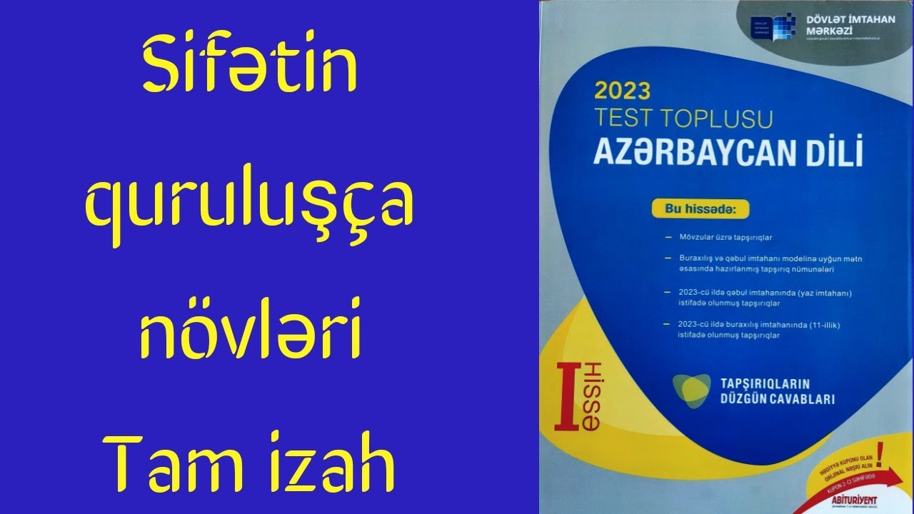 Sifətin quruluşca növləri.Azərbaycan dili test toplusu