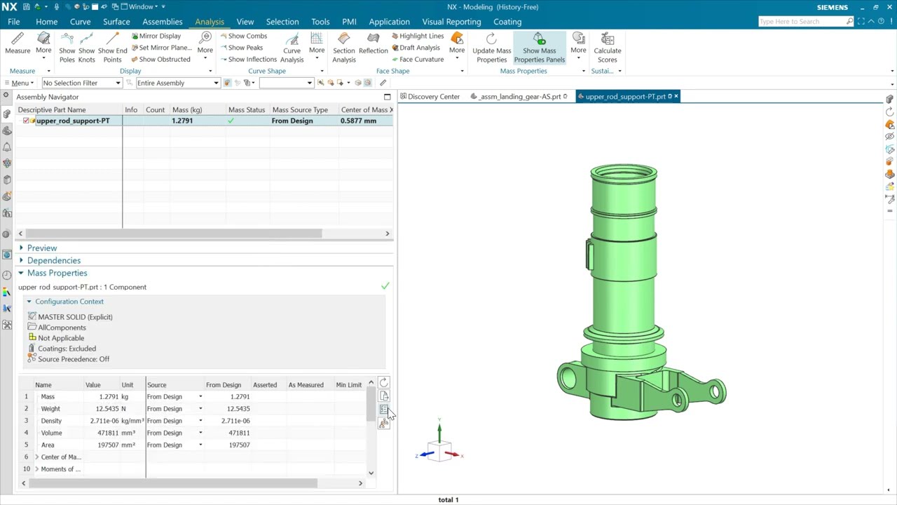 NX Assembly Mass Properties: New Checker and Report for Mass Reference Sets [NX 2212]