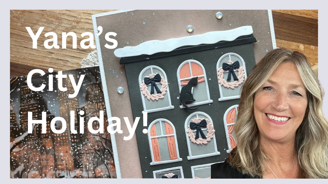 Smokey City Holiday Card | Yana Smakula Spellbinders Christmas Scene