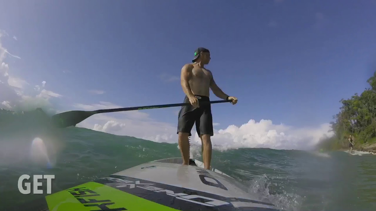 SUP Surfing my ONE SUP Storm Downwind board at Noosa Main Beach and outside..