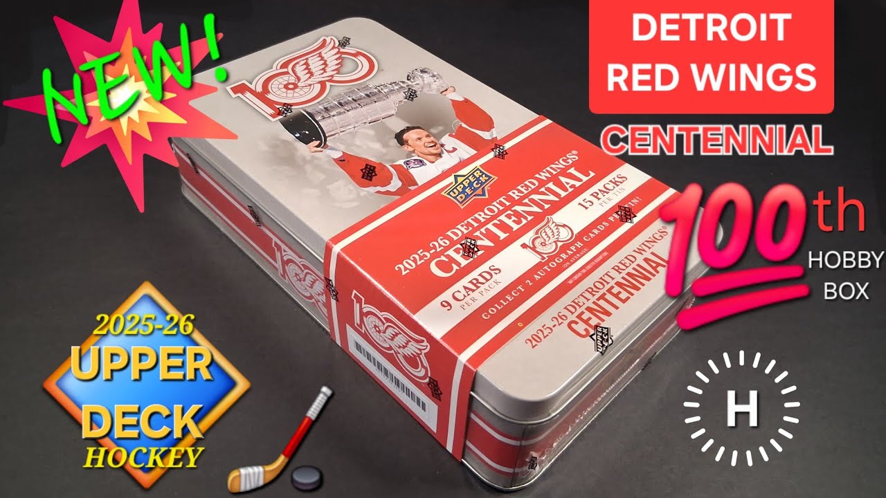 100 YEARS OF RED WINGS! 🆕 2025-26 UPPER DECK DETROIT RED WINGS CENTENNIAL HOBBY BOX/TIN BREAK