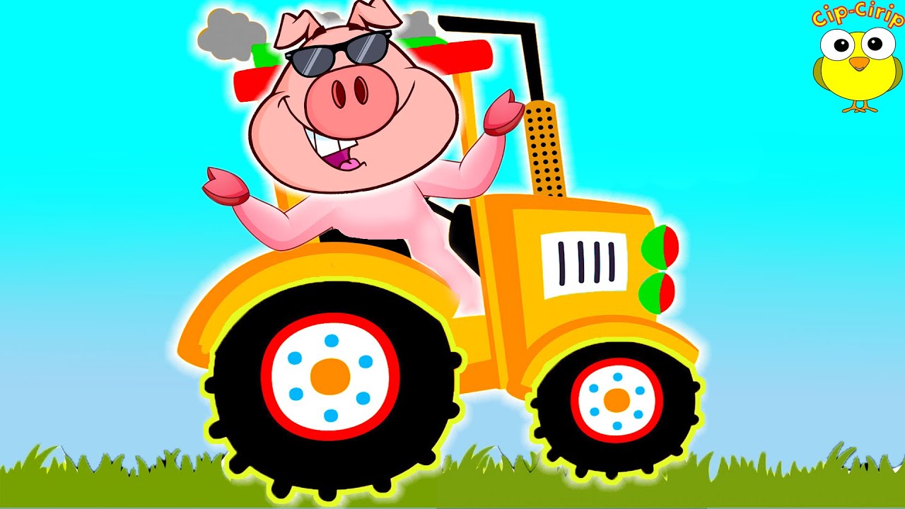 Tractorasul la plimbare cu animalele! Cantece pentru copii (desene animate cu masini) | Cip-Cirip