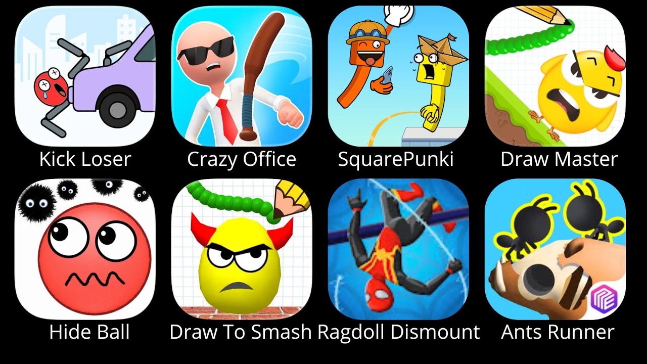 Kick Loser, Crazy Office, Ragdoll Dismount, Draw To Smash, SquarePunki Long Hand, Hide Ball