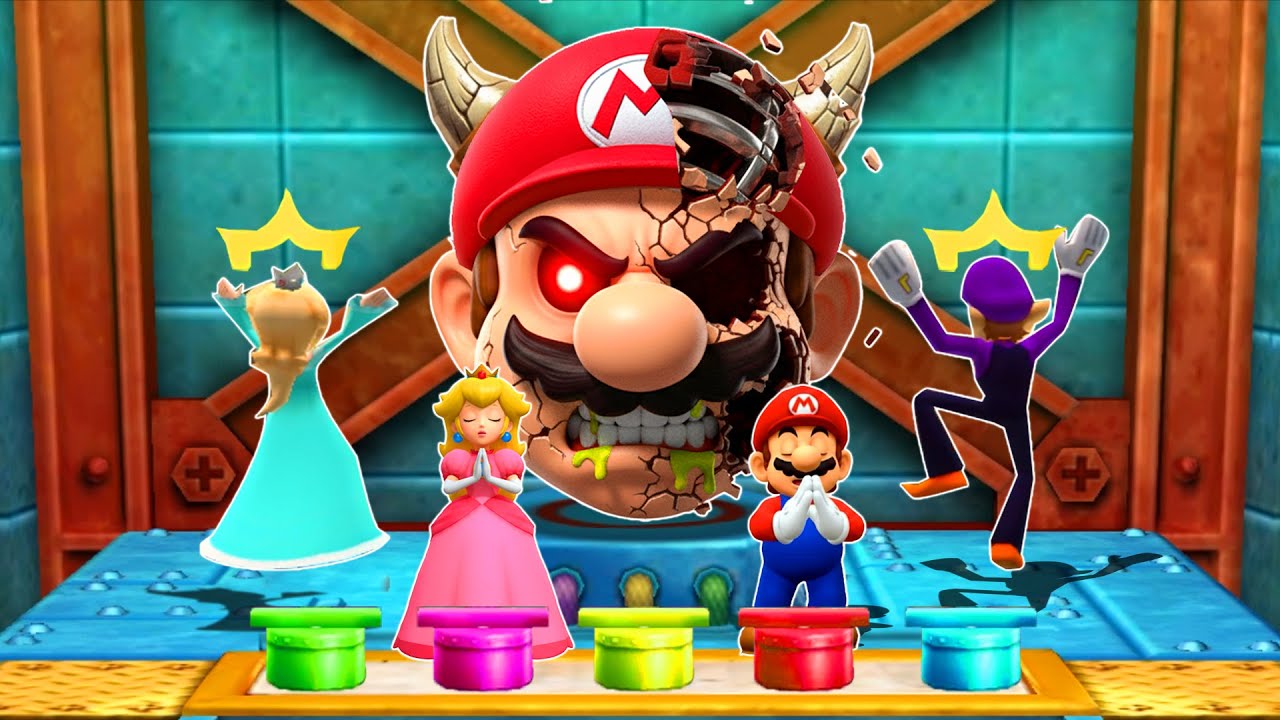 Mario Party The Top 100 HILARIOUS Minigames - Mario VS Peach VS Waluigi VS Rosalina (Master CPU)