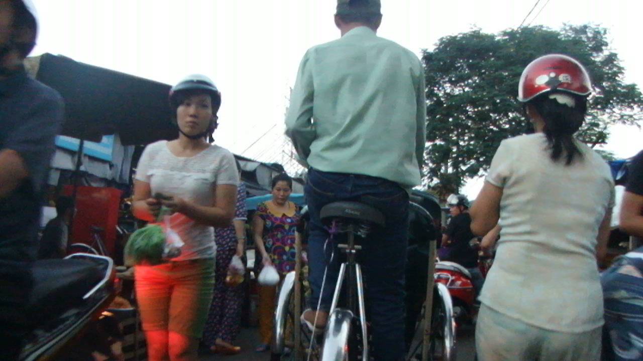 Riding a cyclo in Hue