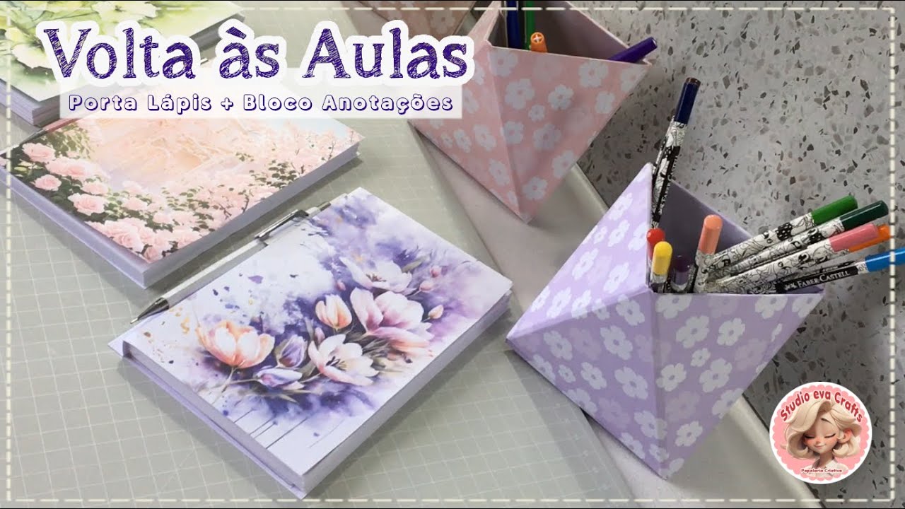 Porta Lápis Assimétrico + Bloco com suporte para Caneta │Passo a Passo da Montagem │Moldes Grátis