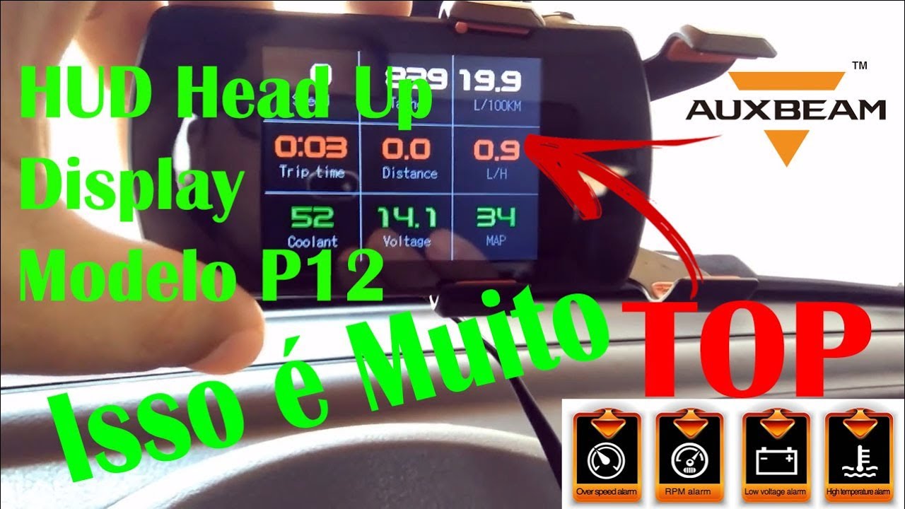 Computador de Bordo OBD Multi Função HUD Head Up Display- Model P12 (AUXBEAM)