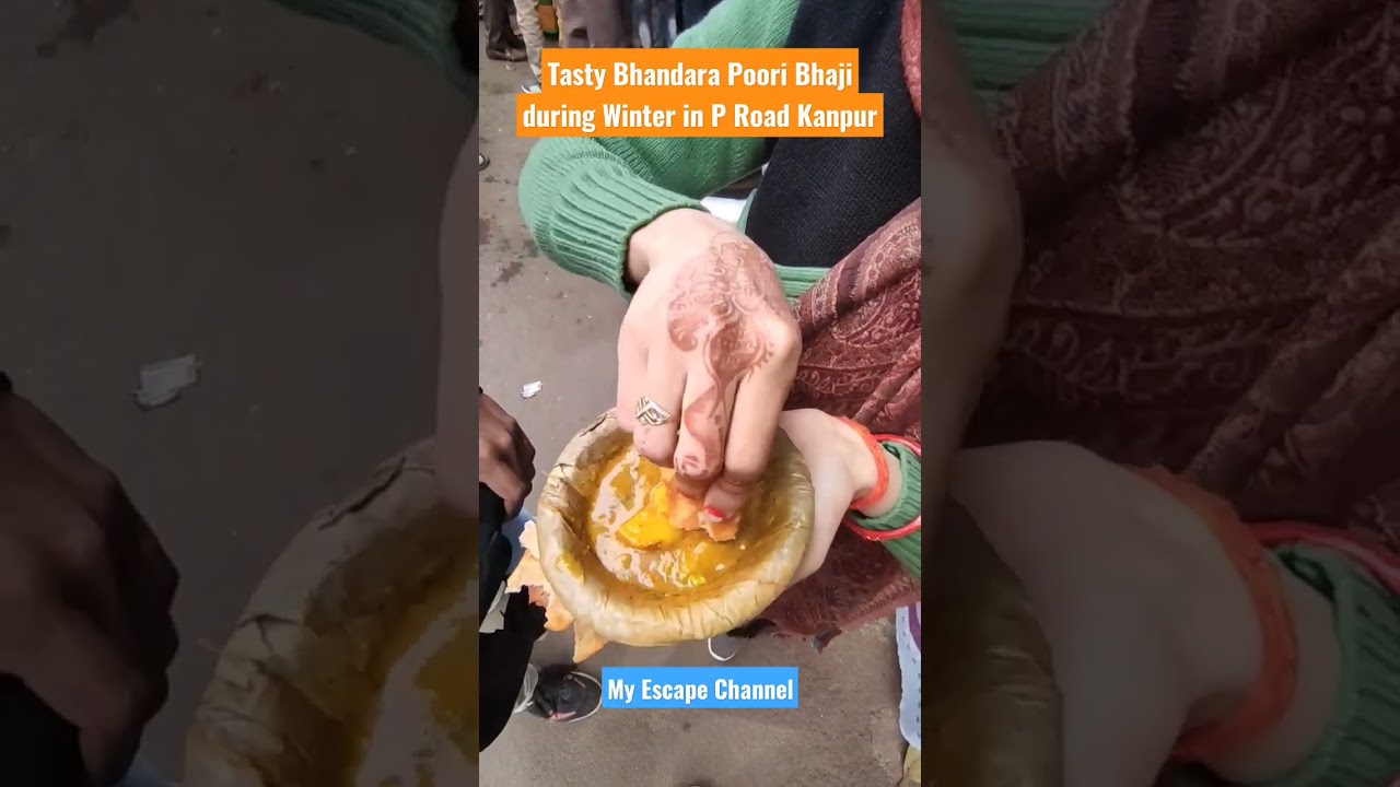 Tasty | Garma Garam | Bhandara | Poori Bhaji | during | winter | in | P Road | Kanpur | Market |