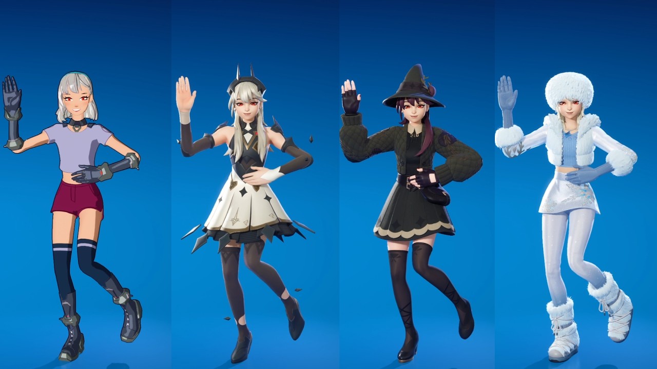 Manchild emote with Lexa, Princess Lexa, Lexa Hexbringer, and Alpine Lexa