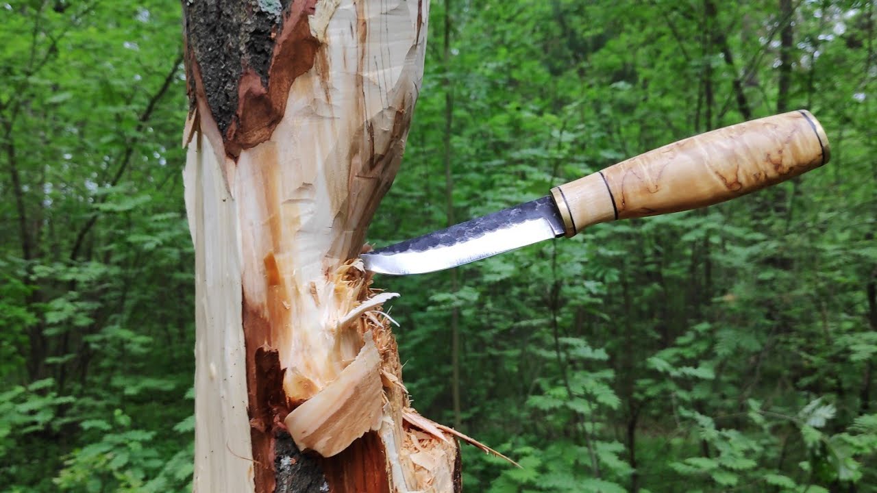 Работа финского ножа.  POLAR PUUKKO 95 NATURAL Brisa knives