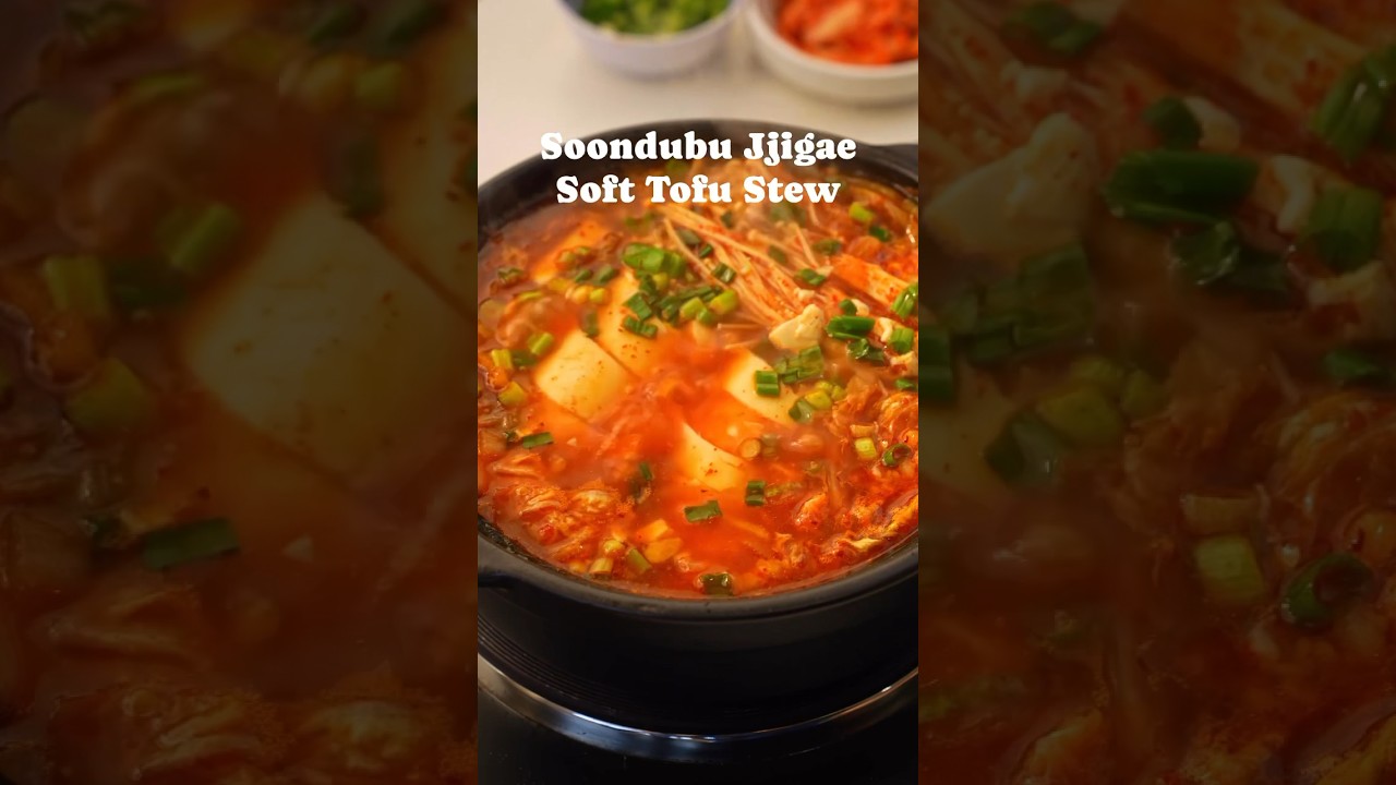 Soondubu Jjigae or Korean Soft Tofu Soup is a bowl of comfort simmered in savory and spicy broth.