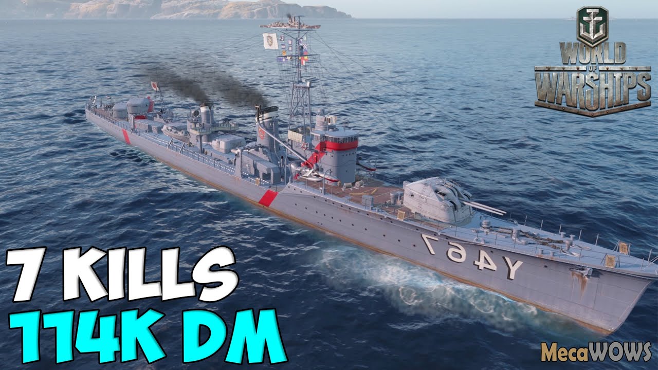 World of WarShips | HSF Harekaze | 7 KILLS | 114K Damage - Replay Gameplay 4K 60 fps