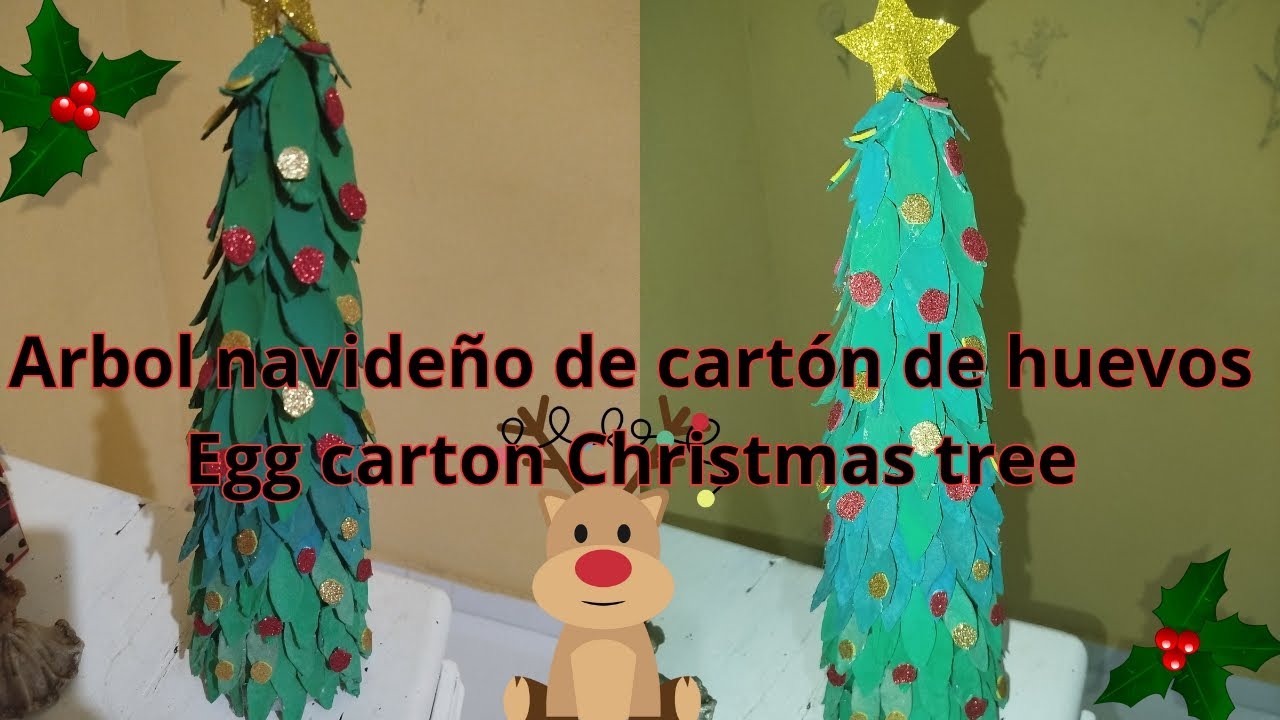 Arbol navideño de carton de huevo - Egg carton Christmas tree 