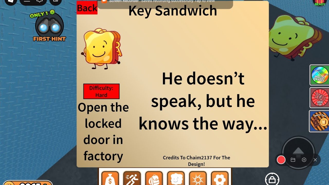 How to get key for the key sandwich (roblox find the sandwich)