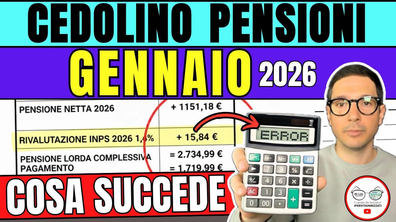 CEDOLINO PENSIONI GENNAIO 2026  📑 3 NOVIT&agrave; AUMENTI IMPORTI ESATTI IRPEF CONGUAGLI e DATE