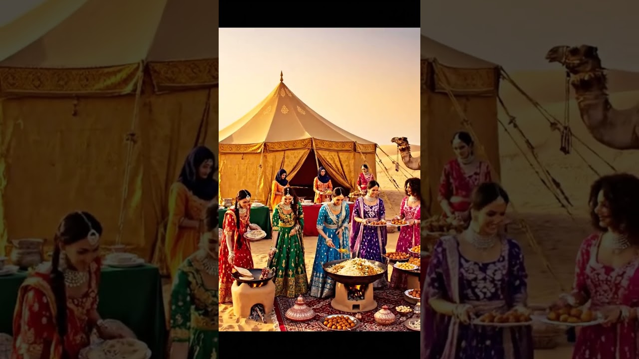 🌅 Dubai Desert Feast | 6 Beautiful Ladies Cooking Hot & Fresh Food in the Dunes #desert 🏜 #dubai #1m
