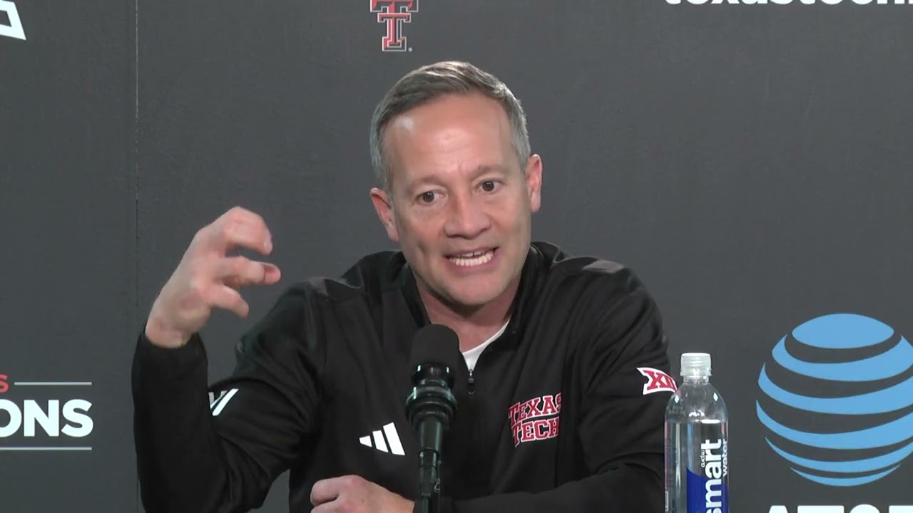 Texas Tech coach Grant McCasland reacts to beating #6 Houston Cougars, 90-86!