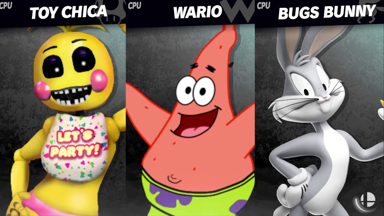Toy Chica vs Patrick vs Bugs Bunny SSBU [AberrancedGames Request]