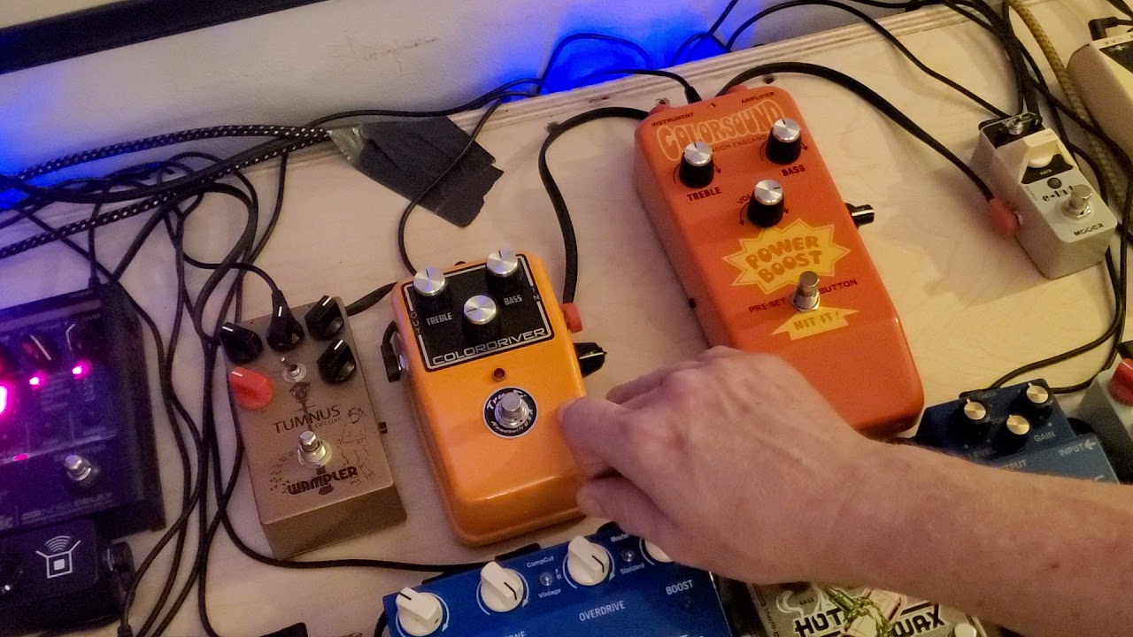 colorsound power boost vs tru-fi colordriver and fuzzface pedals