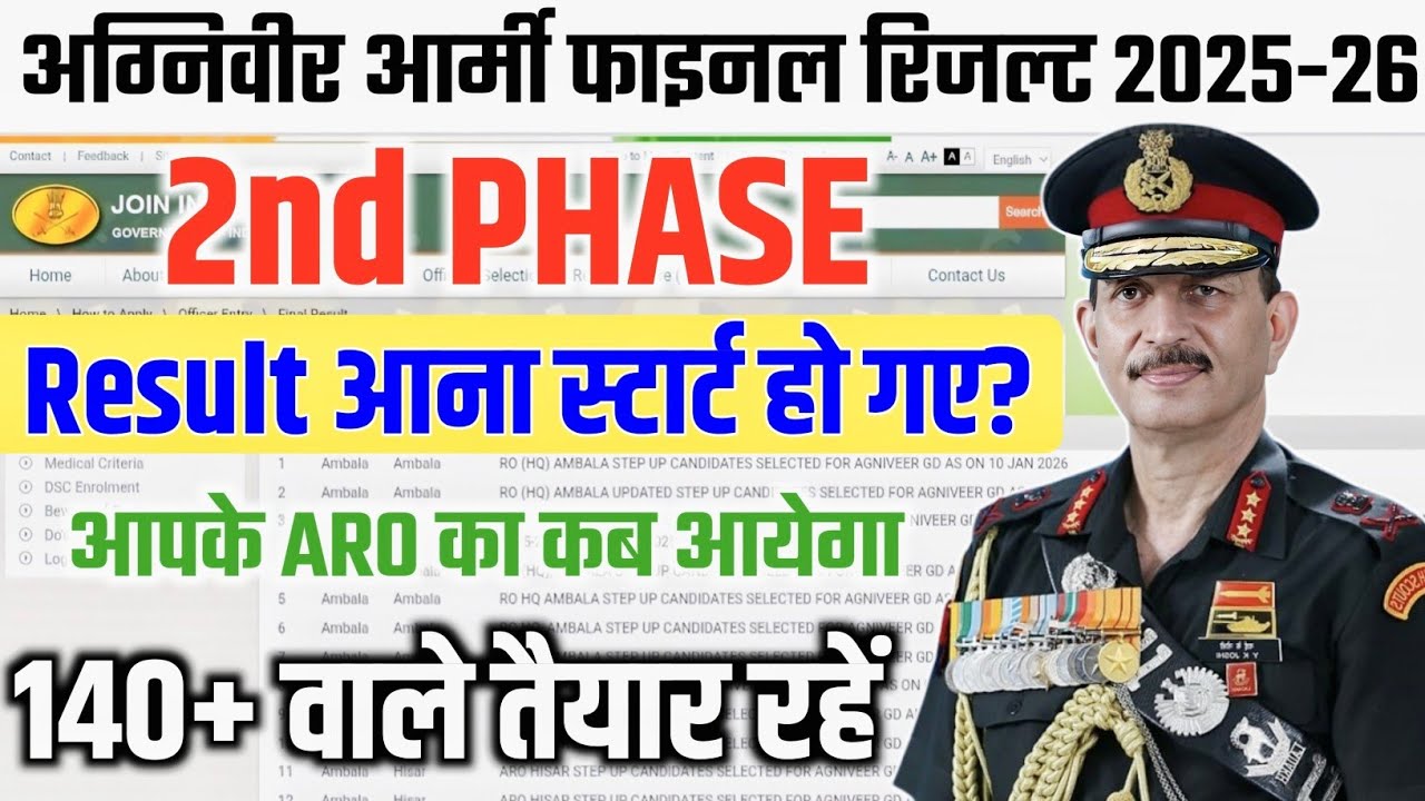 Result आना स्टार्ट हो ग&zwnj;ए?| Agniveer Army Final Merit List 2025 | Army 2nd Phase Final Result 2025 |