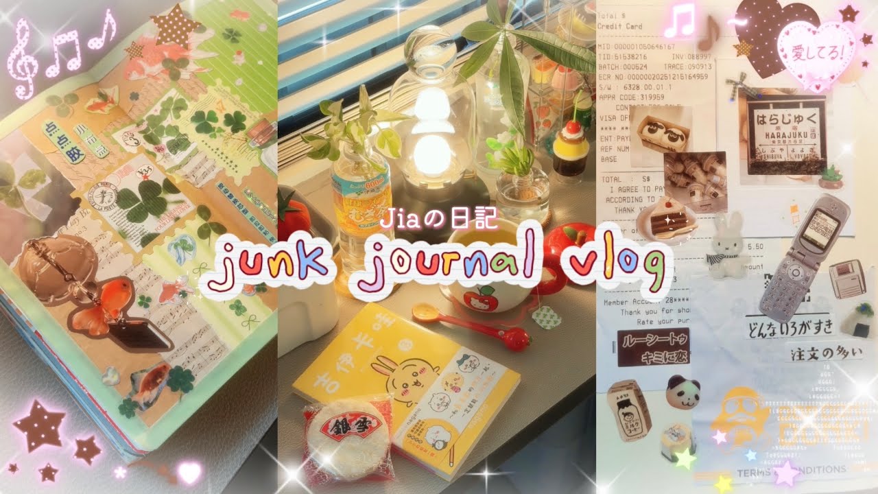 desk diary 🍀 made 2 juminocore junk journal spreads, cozy tea time