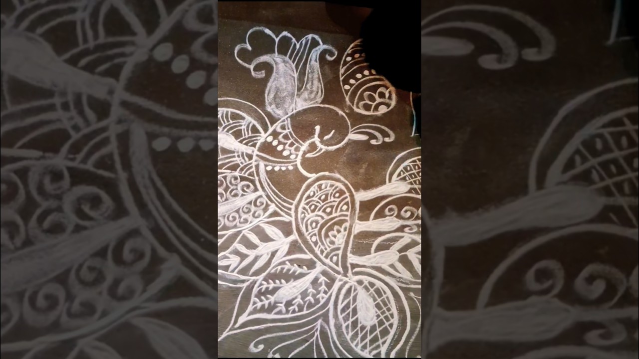 peacock design rangoli #rangoli #muggulu #easyrangoli #kolam #art #floorart #rangolidesigns #simple