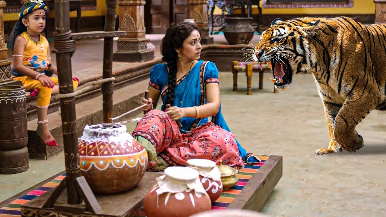 जब मैया यशोदा के घर में घुस आया दहाड़ता हुआ खूंखार शेर - YASHOMATI MAIYYA KE NANDLAL | Krishna