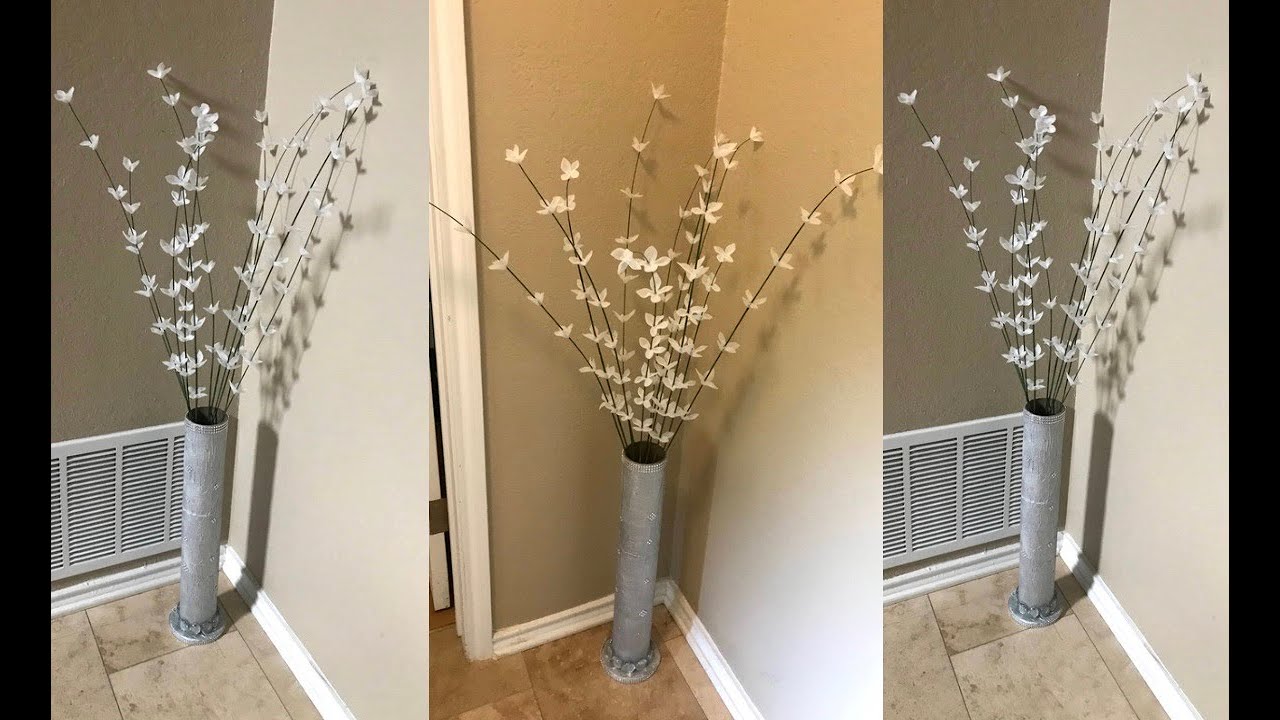 Easy Floor Vase with Cardboard Tube || Flowers With Broom Sticks  || Home Decoration ideas || YC 13