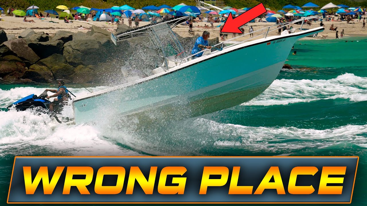 GRANDPA CAN'T HANDLE THE WAVES AT HAULOVER INLET !! | HAULOVER BOATS | WAVY BOATS