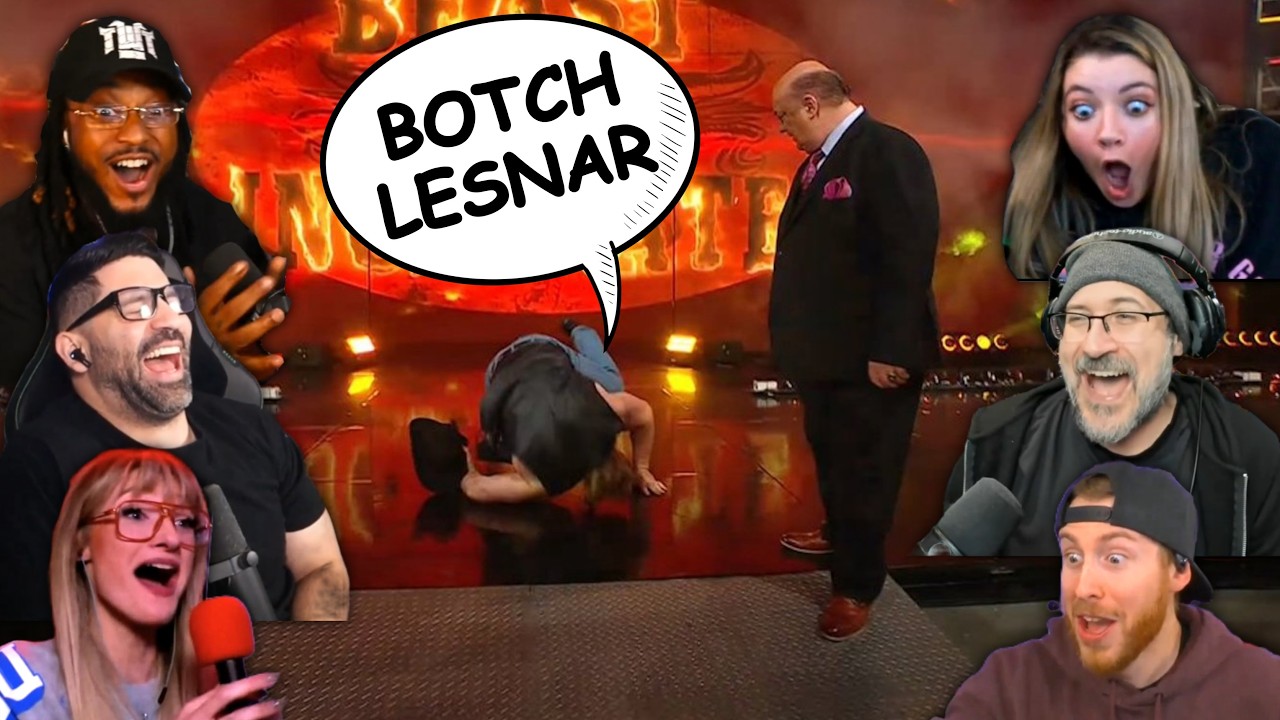 Подборка реакций стримеров на поскальзывания и падения Брока Леснара | WWE RAW 24 ноября 2025 г.