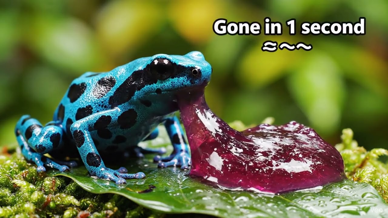 Frog Eats Purple Jelly Blob