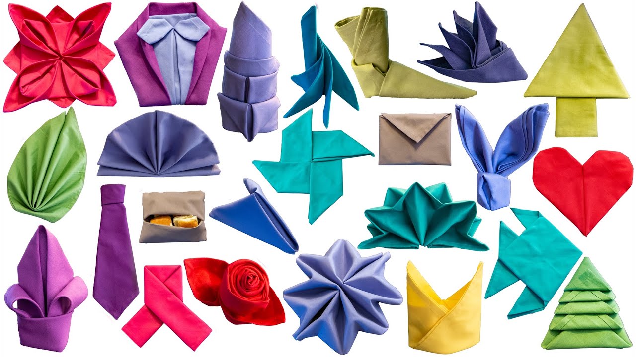 24 Napkin Folding Ideas - How to Fold a Napkin 24 Different Ways