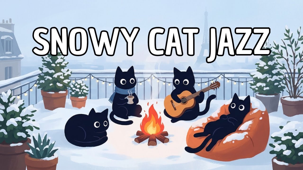 🔴 LIVE Black Cats Relaxing Winter Jazz: Comfortable Swing Music for Concentration