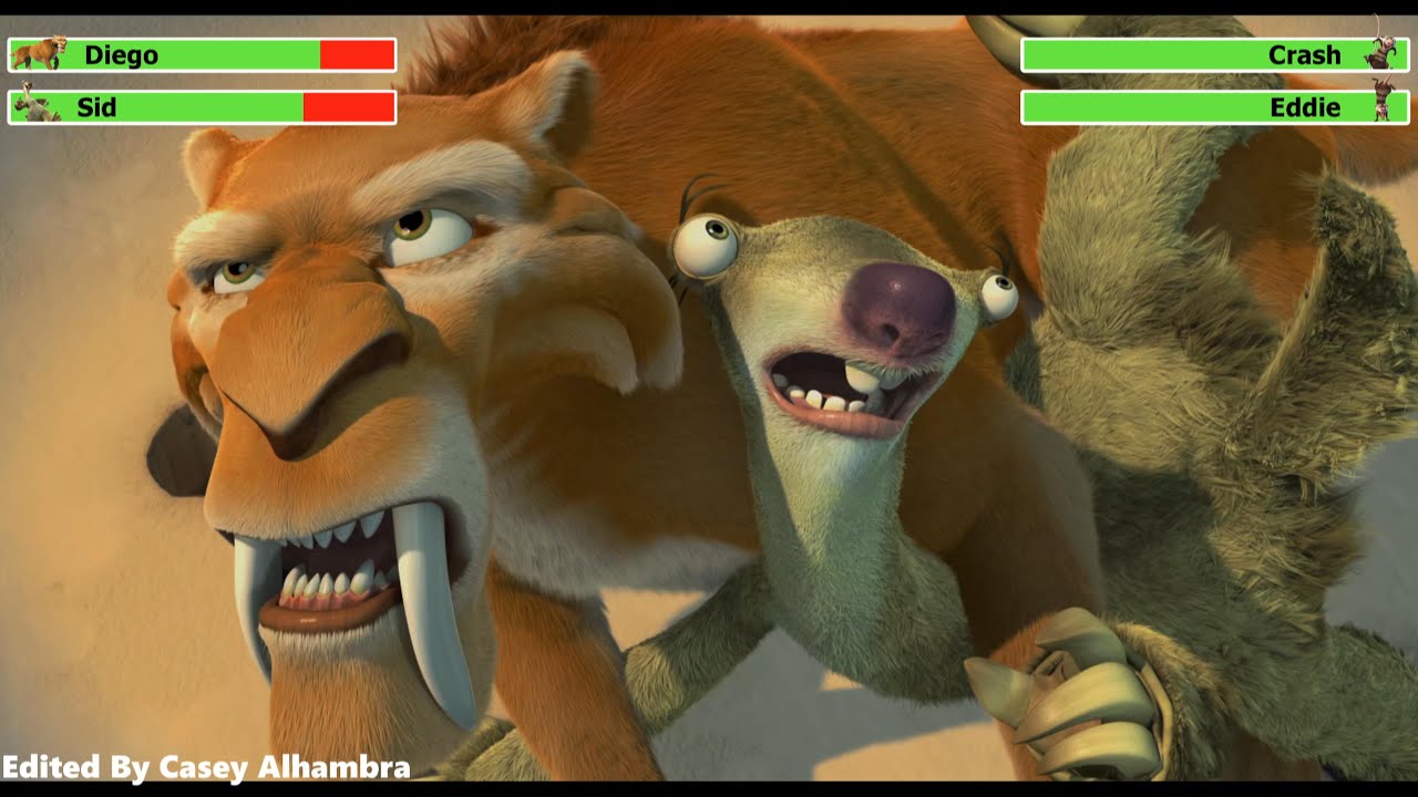 Diego & Sid vs. Crash & Eddie with healthbars