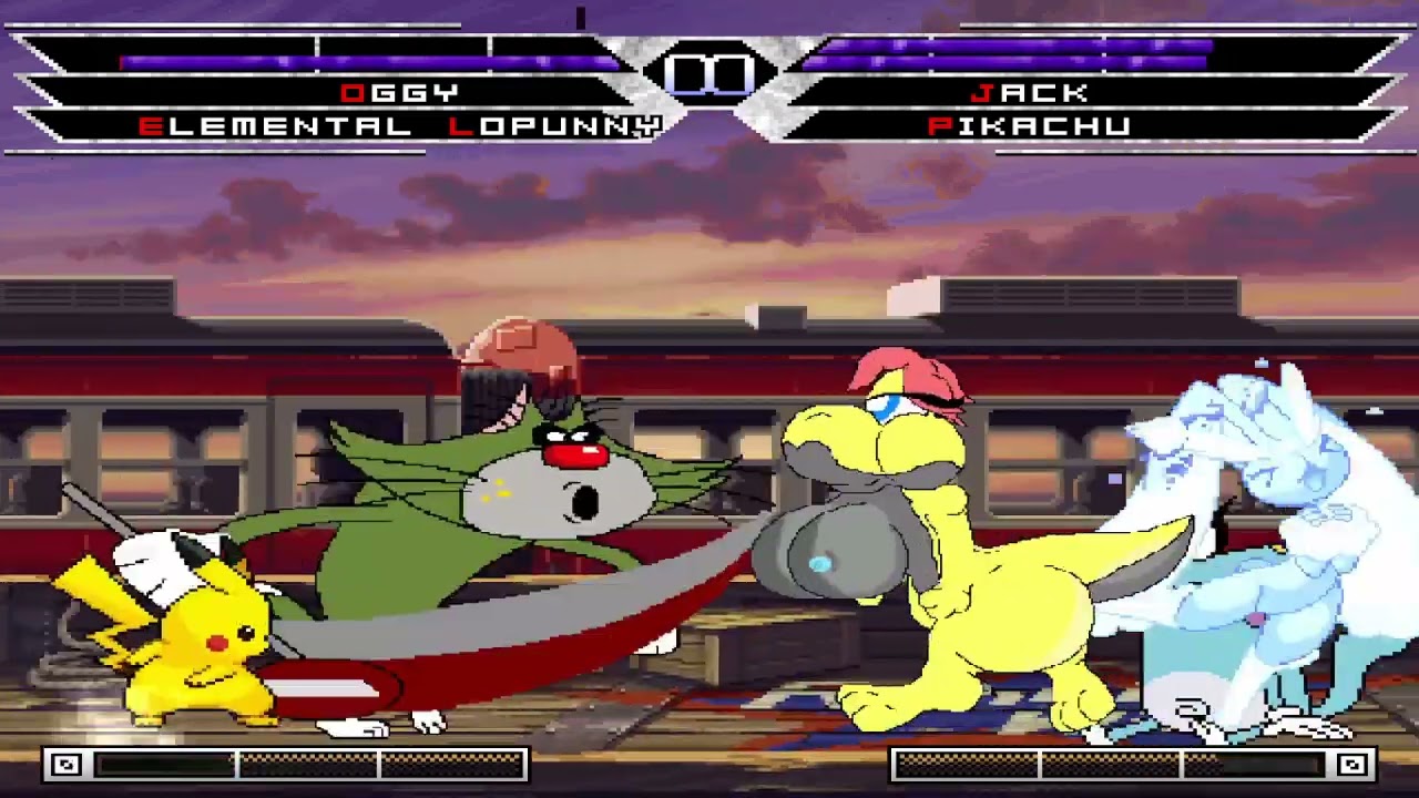 KOF MUGEN Tag Team Oggy & Elemental Lopunny vs Jack & Pikachu