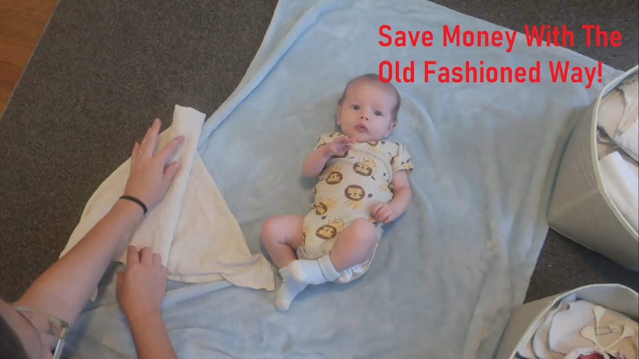 Diapering a Newborn for CHEAP! | Flat and Prefold Cloth Diaper Tutorial